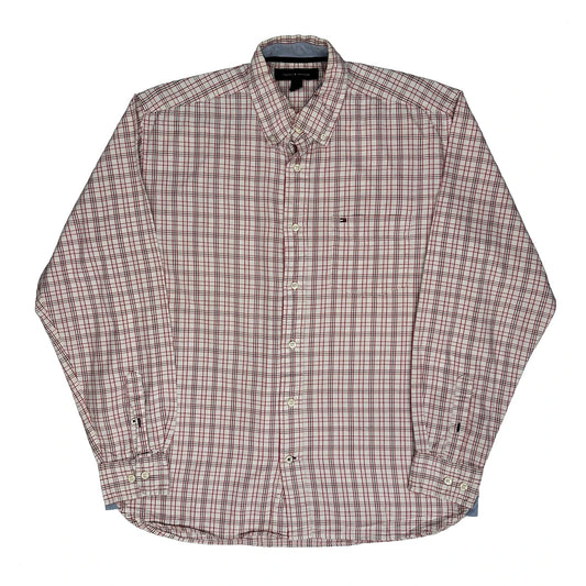 Tommy Hilfiger Checked Patterned Shirt - Medium White Cotton