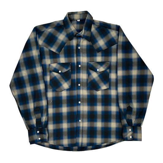 Unbranded Checked Flannel Shirt - Small Beige Cotton