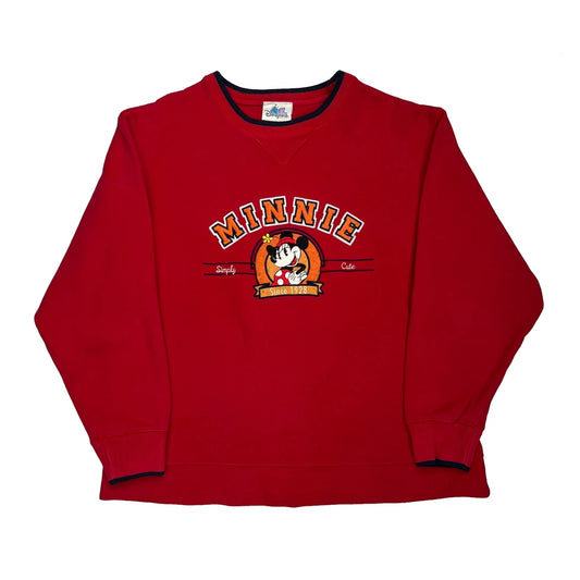 Minnie Mouse Disney Cartoon Sweatshirt - Medium Red Cotton