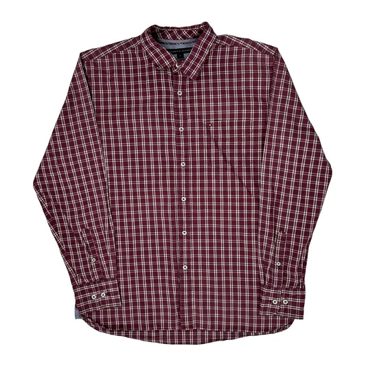 Vintage Tommy Hilfiger Checked Patterned Shirt - Large Burgundy Cotton