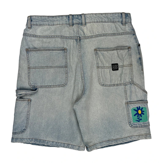 Vintage Half Baggy Denim Shorts - 36W 10L Light Wash Denim