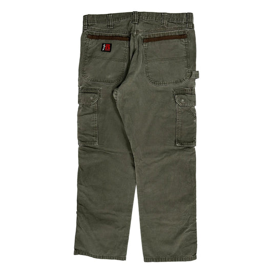 Wrangler Double Knee Cargo Trousers - 34W 30L Green Cotton