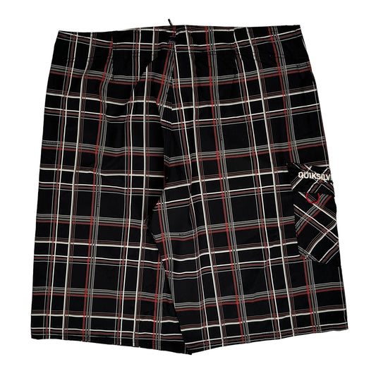Vintage Quiksilver Checked Cargo Shorts - 34W 12L Black Polyester