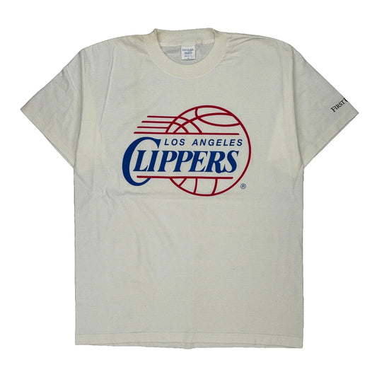 Los Angeles Clippers Firstusa Single Stitch T-Shirt - XL White Cotton
