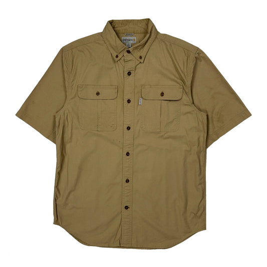 Relaxed Fit Carhartt Short Sleeve Shirt - Medium Khaki Cotton