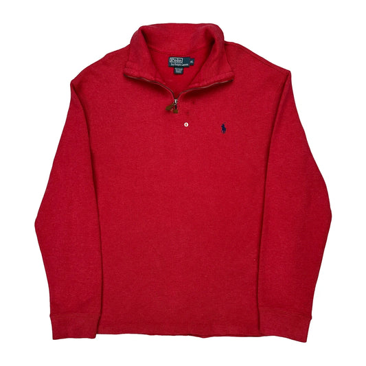 Vintage Polo By Ralph Lauren 1/4 Zip - XL Red Cotton