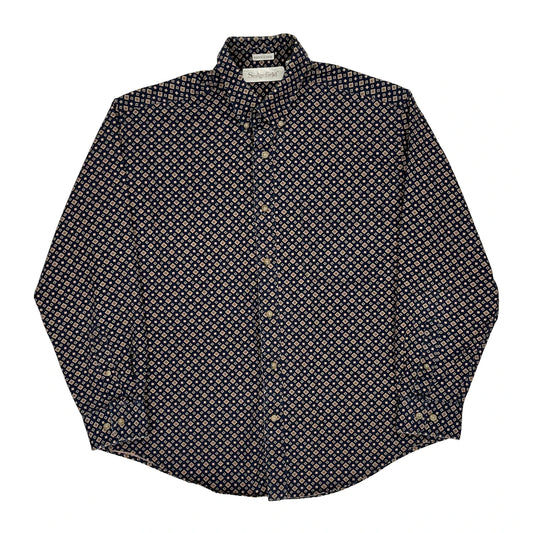 Sedgefield Patterned Shirt - Large Navy Cotton