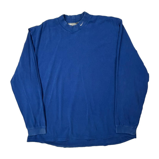 Nike Long Sleeve T-Shirt - 2XL Blue Cotton