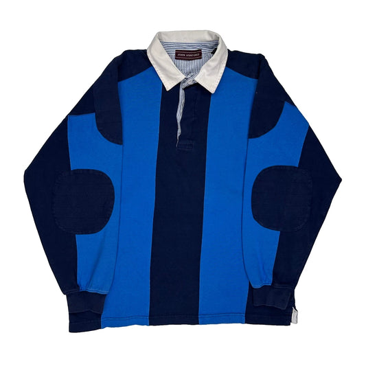 John Ashford Striped Rugby Shirt - Large Blue Cotton