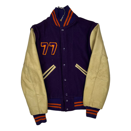 Bloomington Raiders Unbranded College Varsity Jacket - Small Orange Wool Blend