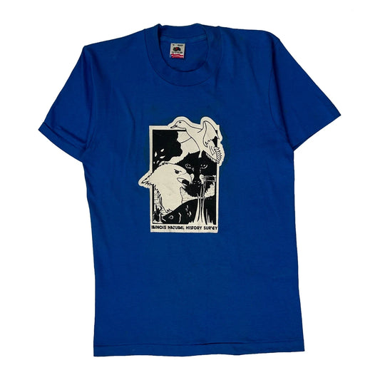 Illinois Natural History Survey Graphic Fruit Of The Loom Graphic T-Shirt - Medium Blue Cotton