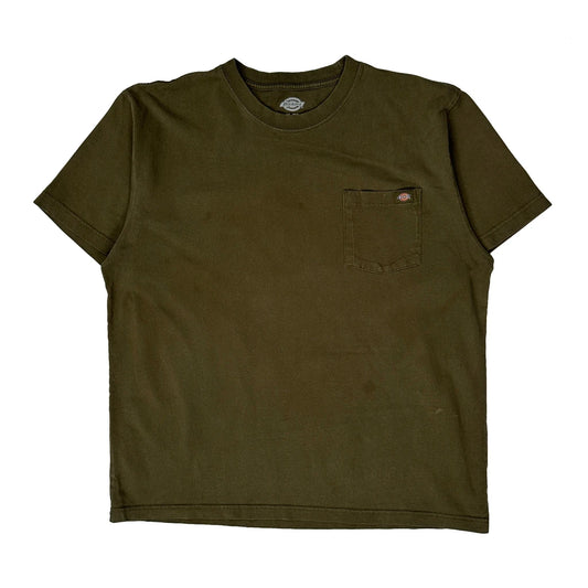 Vintage Dickies T-Shirt - XL Khaki Cotton