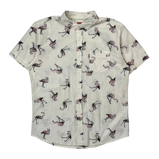 Levis Short Sleeve Shirt - Medium White Cotton