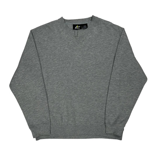 90S Blank Athletech Sweatshirt - Large Grey Cotton Blend