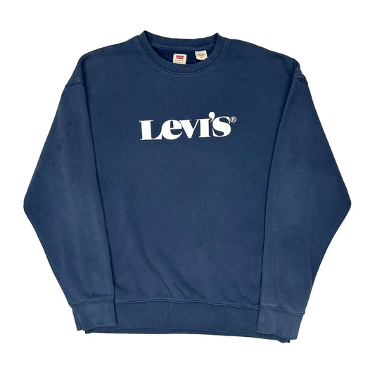 Levis Spellout Sweatshirt - Medium Navy Cotton Blend