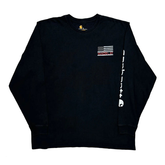 American Flag Print Carhartt Graphic Long Sleeve T-Shirt - XL Black Cotton