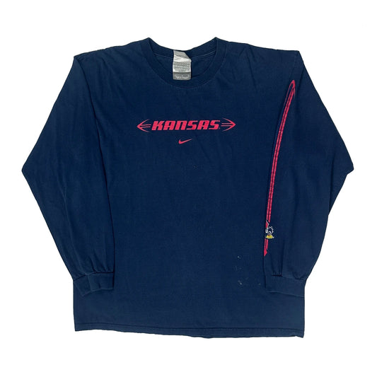 Kansas Jayhawks Nike Long Sleeve T-Shirt - Large Navy Cotton