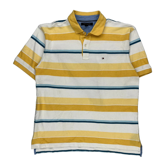 Tommy Hilfiger Striped Polo Shirt - XL Blue Cotton