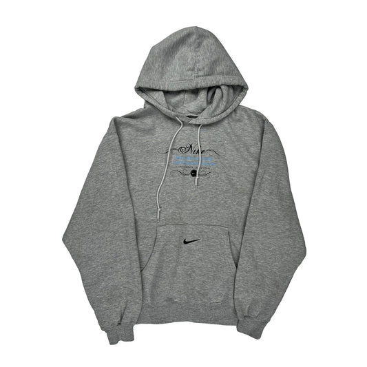 Nike Graphic Hoodie - Large Grey Cotton