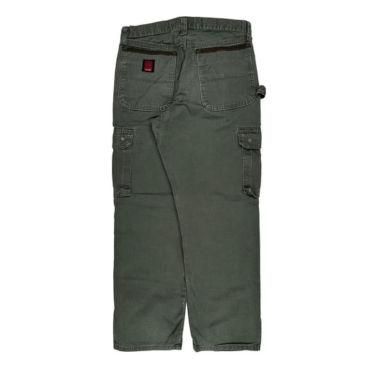 Wrangler Double Knee Cargo Trousers - 32W 30L Green Cotton