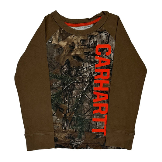 Vintage Age 6 Carhartt Camo Long Sleeve T-Shirt - Small Brown Cotton