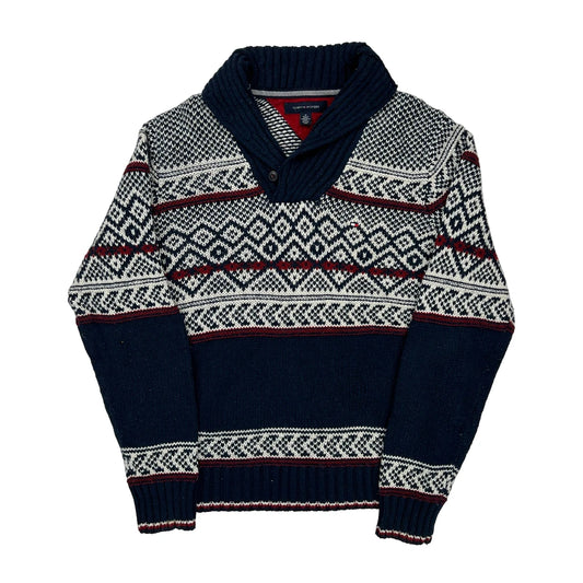 Tommy Hilfiger Argyle Jumper - Medium Navy Cotton