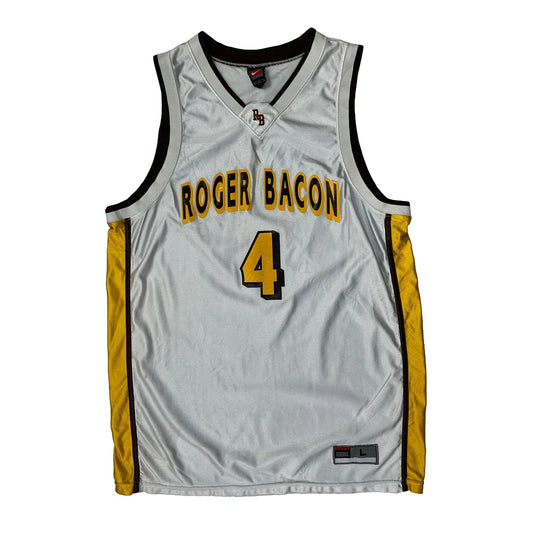 Vintage Roger Bacon Nike College Jersey - Large White Polyester