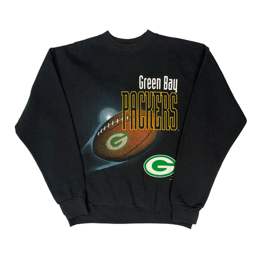 Made In USA Fruit Of The Loom Green Bay Packers Sweatshirt - Large Black Cotton Blend