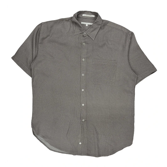 Silk Perry Eliis Short Sleeve Shirt - Large Grey Silk Blend