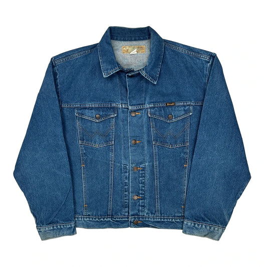 80S Slim Wrangler Western Cut Denim Jacket - 2XL Blue Denim