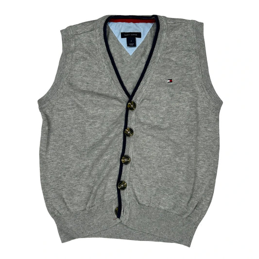 Age 7 Tommy Hilfiger V-Neck Sweater Vest - Small Grey Knitted