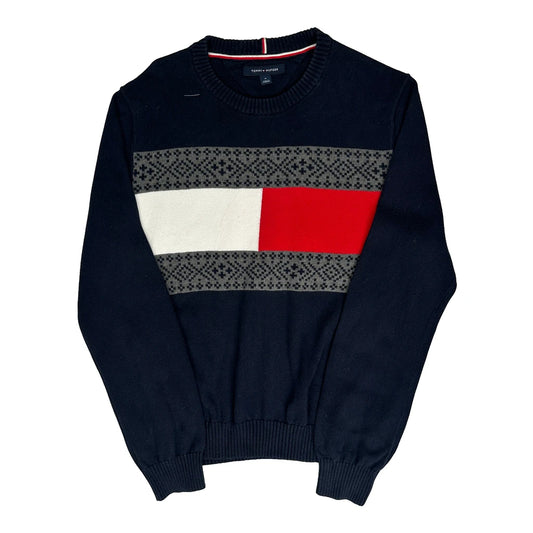 Tommy Hilfiger Striped Jumper - Medium Navy Knitted