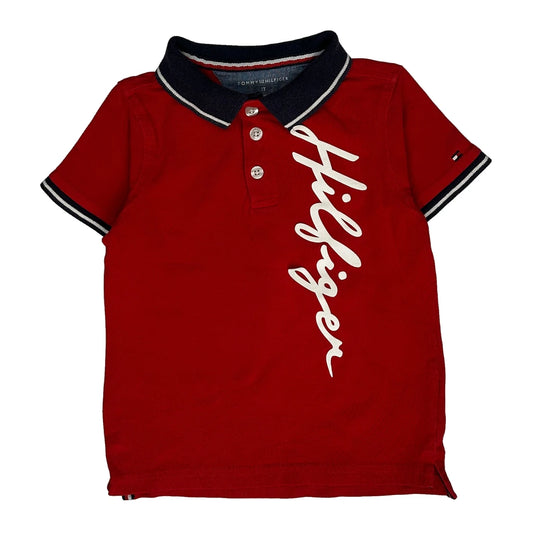 Age 3 Tommy Hilfiger Polo Shirt - XS Red Cotton