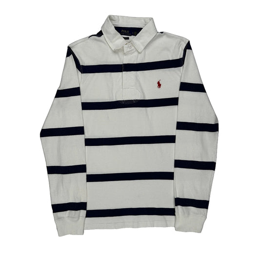 Polo By Ralph Lauren Striped Rugby Shirt - Medium White Cotton