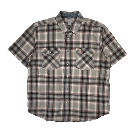 Carhartt Checked Short Sleeve Shirt - XL Grey Cotton