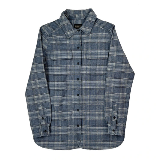 Pendleton Checked Flannel Shirt - Small Blue Wool