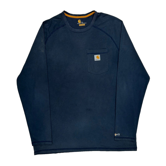 Carhartt Long Sleeve T-Shirt - XL Blue Cotton