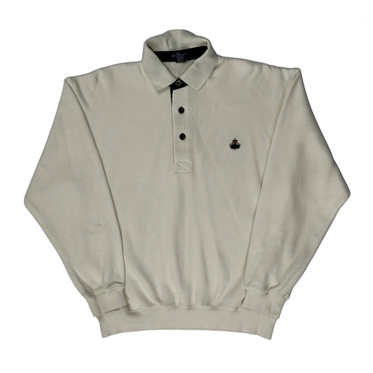 Gant Fitted Polo Shirt - Small Cream Cotton