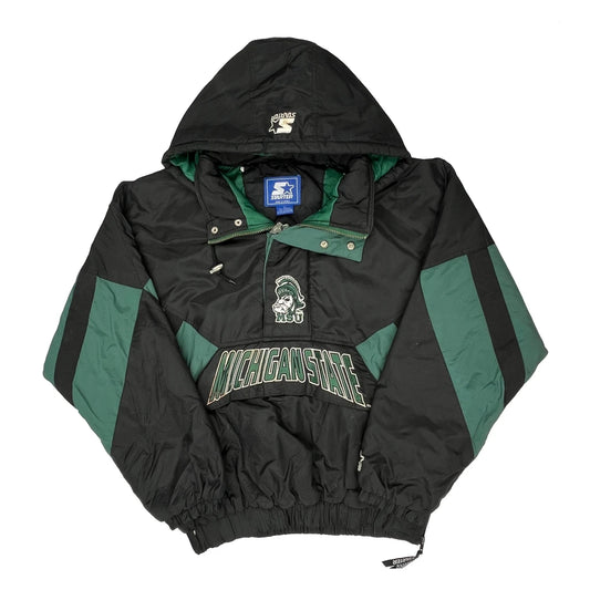 Michigan State Starter College Jacket - Large Black Nylon