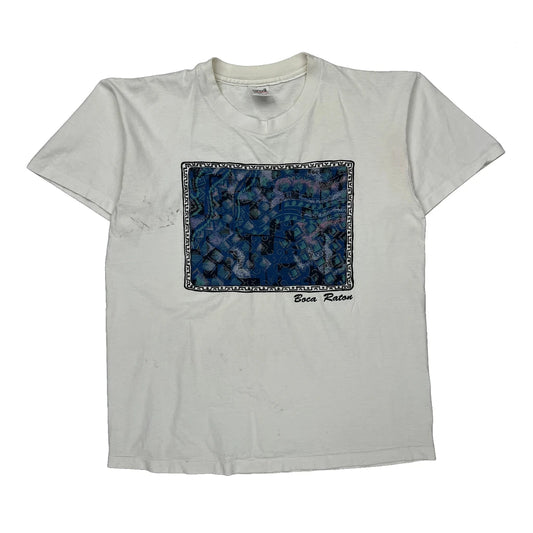 Boca Raton Anvil Graphic T-Shirt - Large Blue Cotton