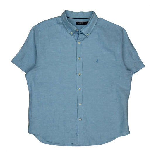 Vintage Nautica Short Sleeve Shirt - XL Blue Cotton