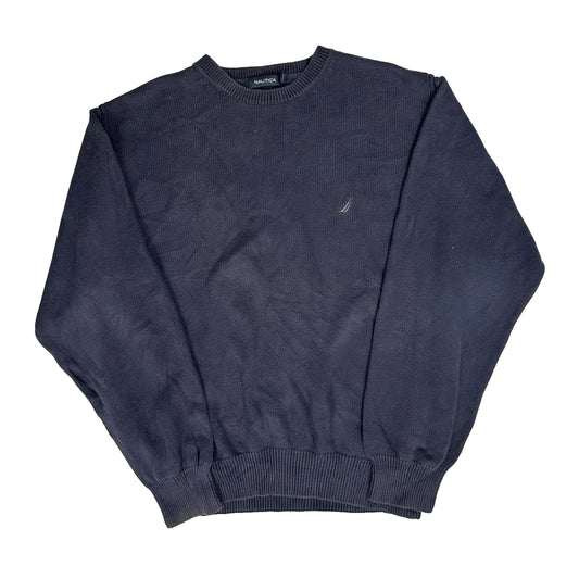 Nautica Chunky Knit Jumper - XL Black Cotton