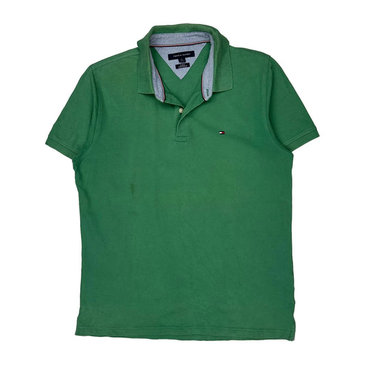 Tommy Hilfiger Slim Fit Polo Shirt - Large Green Cotton