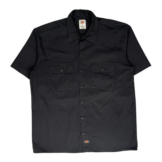 Dickies Short Sleeve Shirt - Large Black Polyester Blend