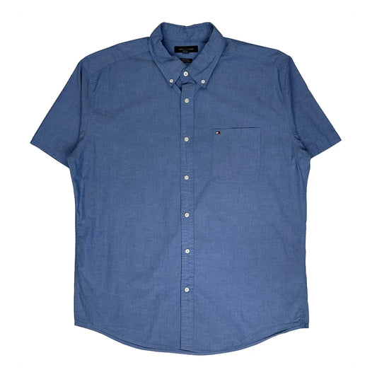 Tommy Hilfiger Short Sleeve Shirt - XL Blue Cotton