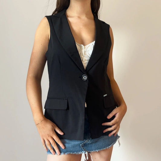 Vintage black Floria Waistcoat - womens medium