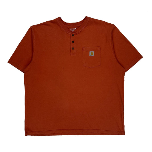 Vintage Carhartt Henley T-Shirt - 2XL Red Cotton