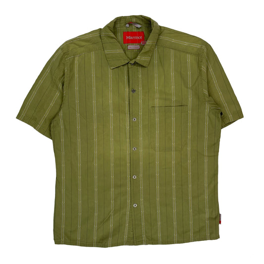 Marmot Striped Short Sleeve Shirt - XL Green Cotton