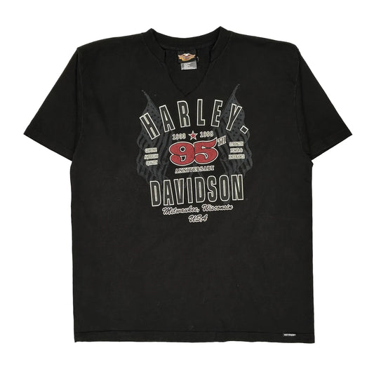 Harley Davidson Graphic T-Shirt - 2XL Black Cotton