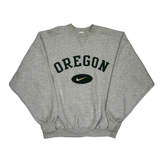 Vintage Oregon Nike College Sweatshirt - Large Grey Cotton